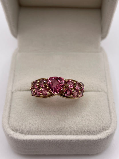 9ct gold pink topaz cluster ring