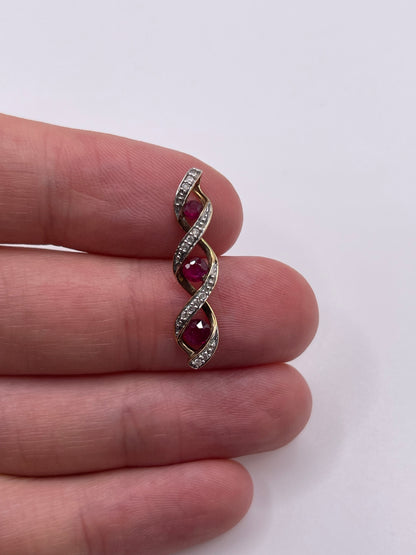 9ct gold ruby and diamond pendant