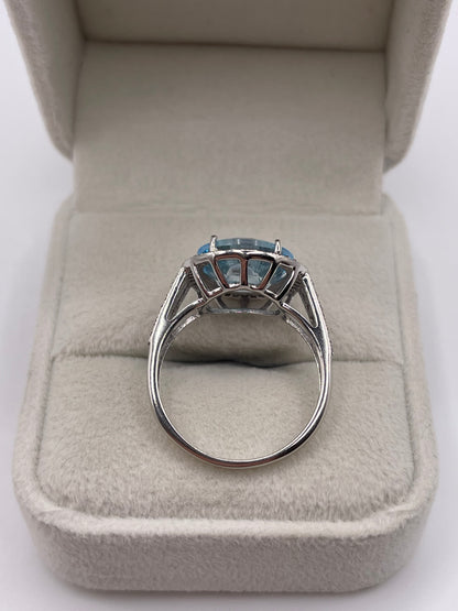 Glenn Lehrer 9ct white gold topaz and diamond ring