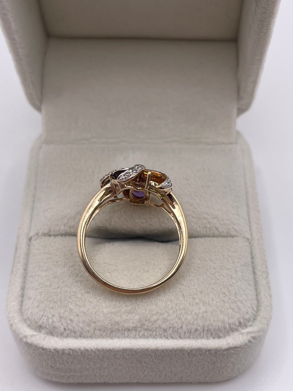 9ct gold multi gemstone and diamond ring