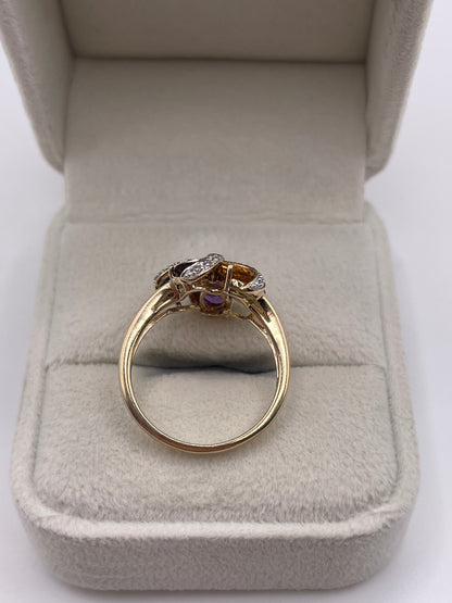 9ct gold multi gemstone and diamond ring
