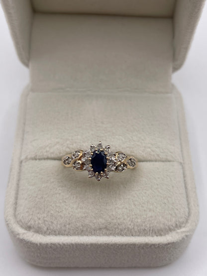 9ct gold sapphire and diamond ring