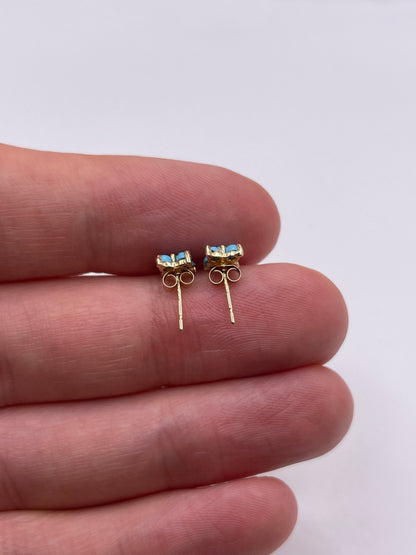 9ct gold turquoise cluster earrings