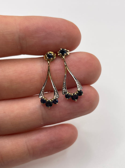 9ct gold sapphire and diamond earrings