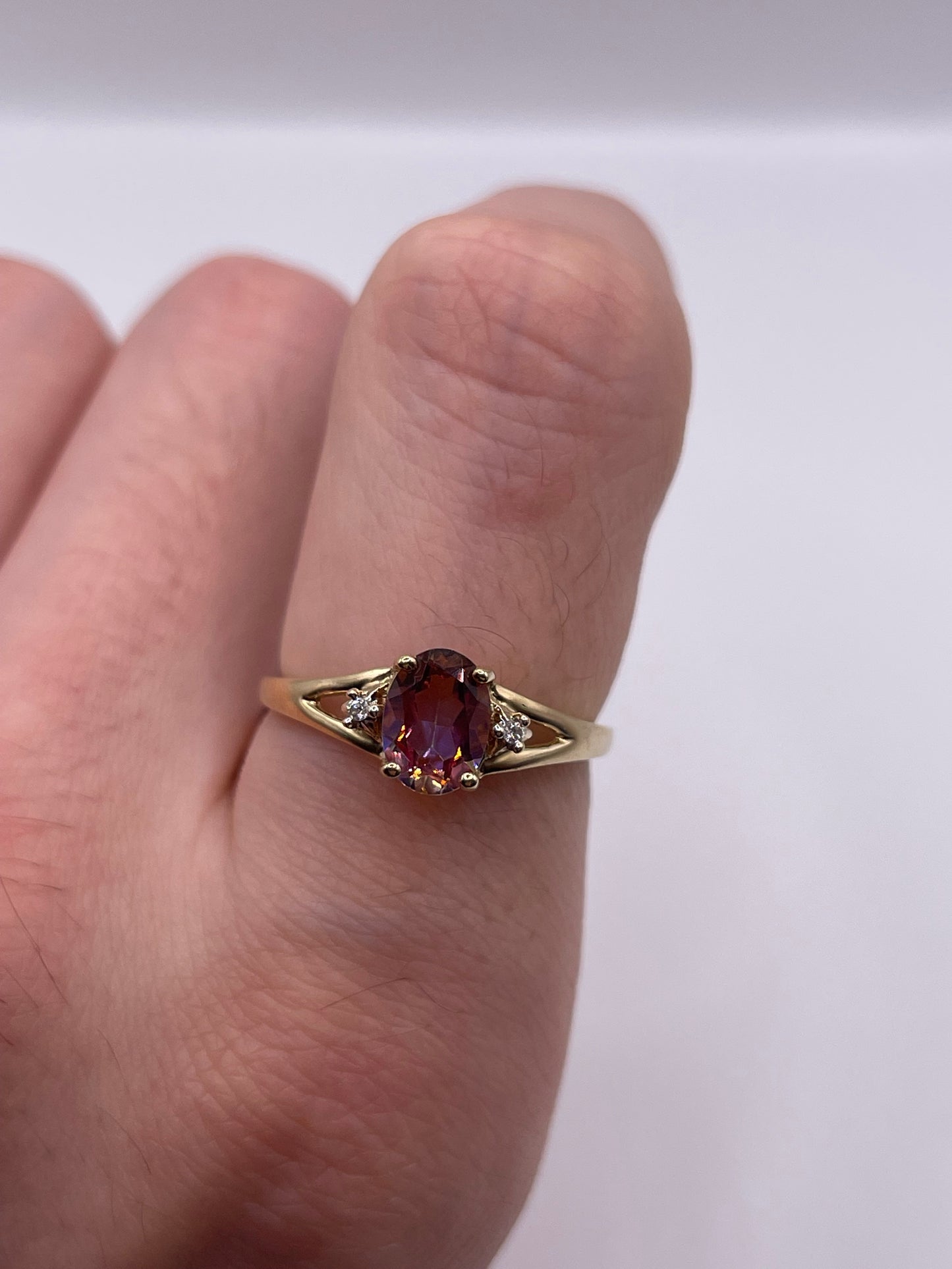 9ct gold mystic topaz and zircon ring