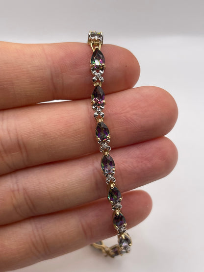 9ct gold mystic topaz and diamond bracelet