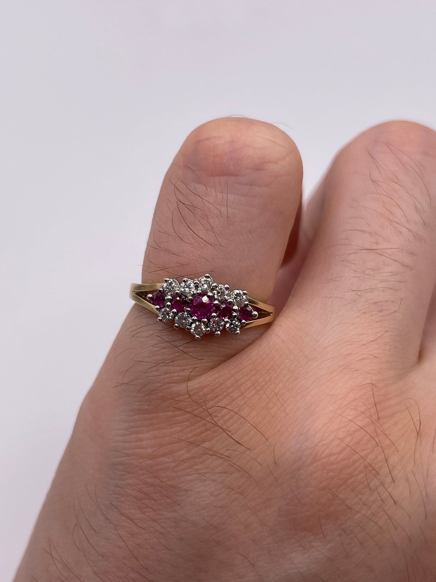 9ct gold ruby and diamond ring