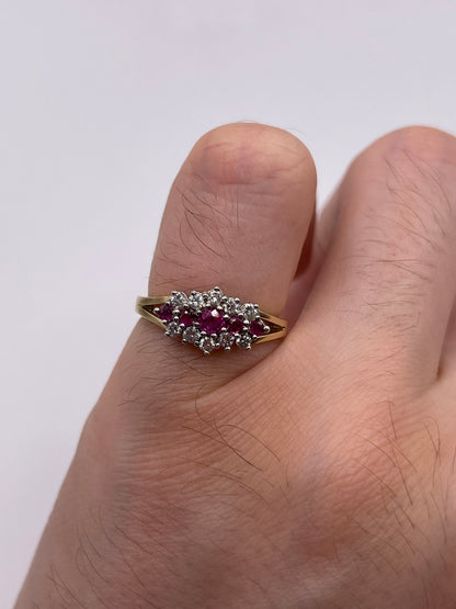 9ct gold ruby and diamond ring