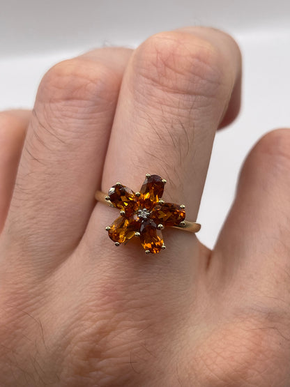 9ct gold citrine and diamond ring