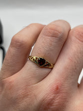 Load image into Gallery viewer, 9ct gold garnet heart ring
