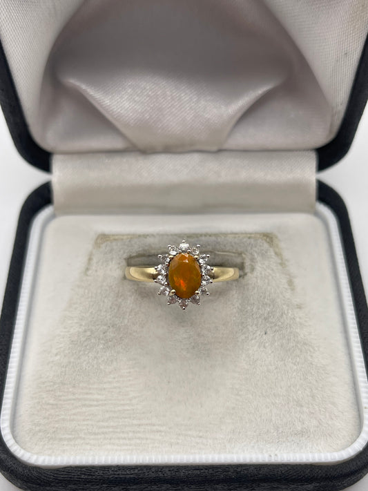 9ct gold opal and zircon ring