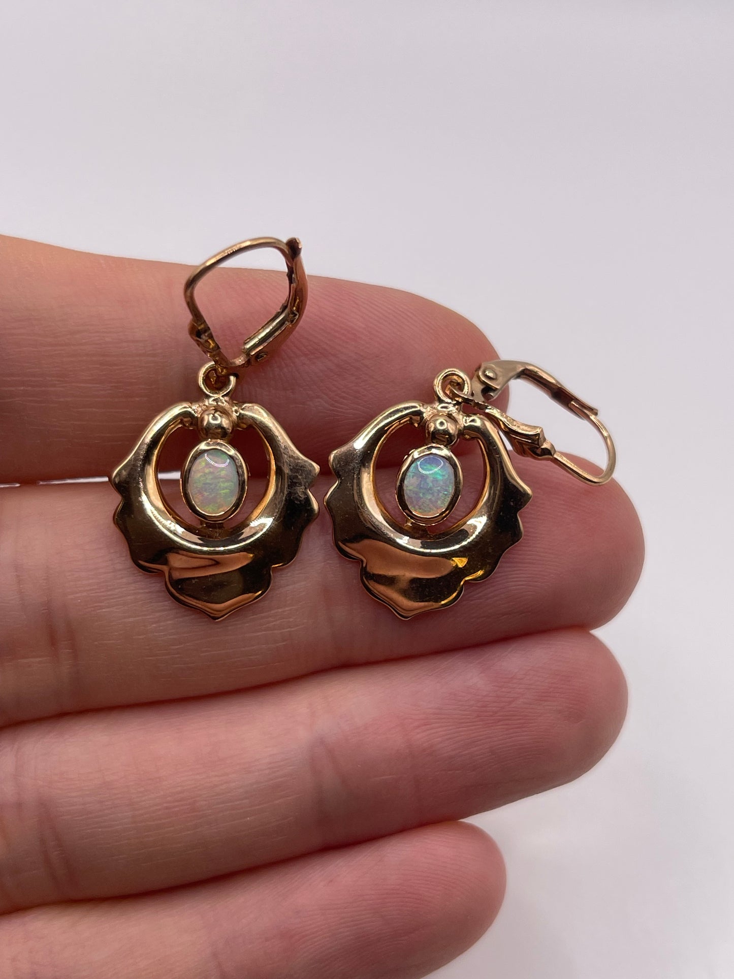 14ct rose gold opal earrings