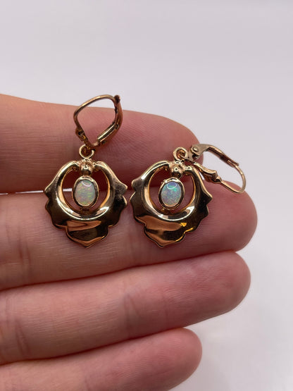 14ct rose gold opal earrings