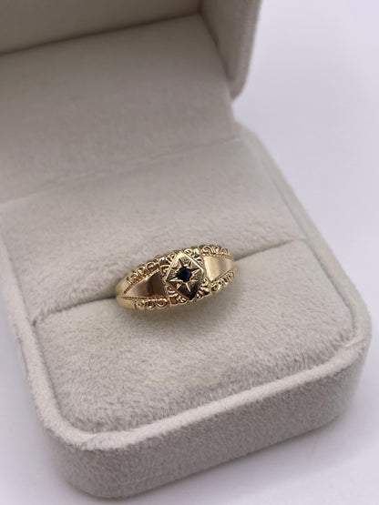 9ct gold sapphire gypsy ring