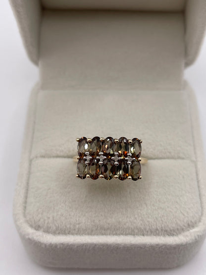 9ct gold quartz and diamond ring
