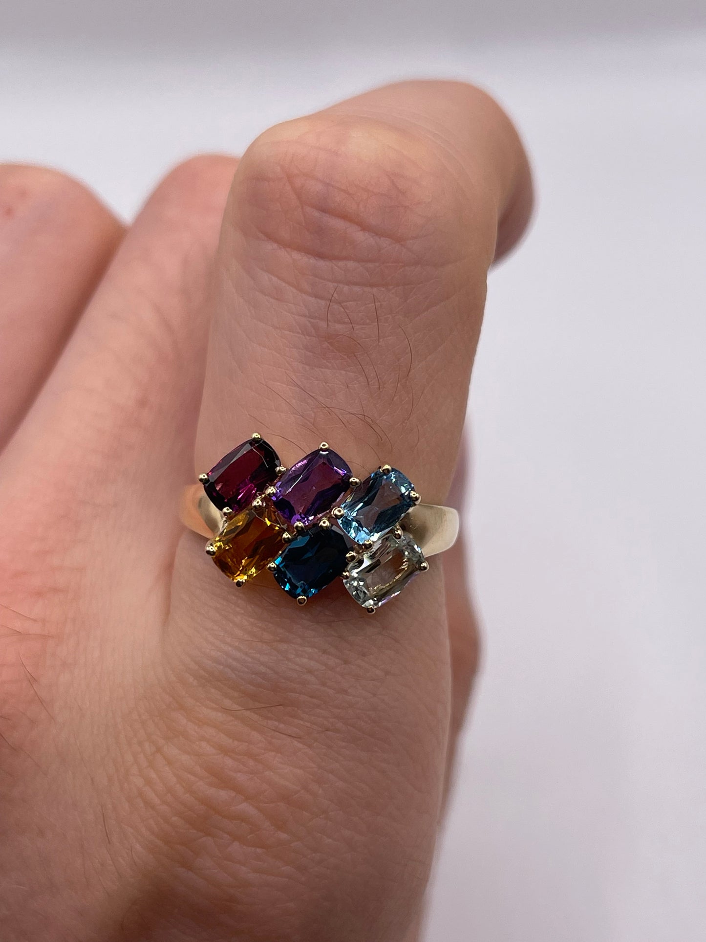 9ct gold multi gemstone cluster ring