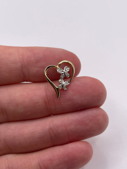 9ct gold diamond heart pendant