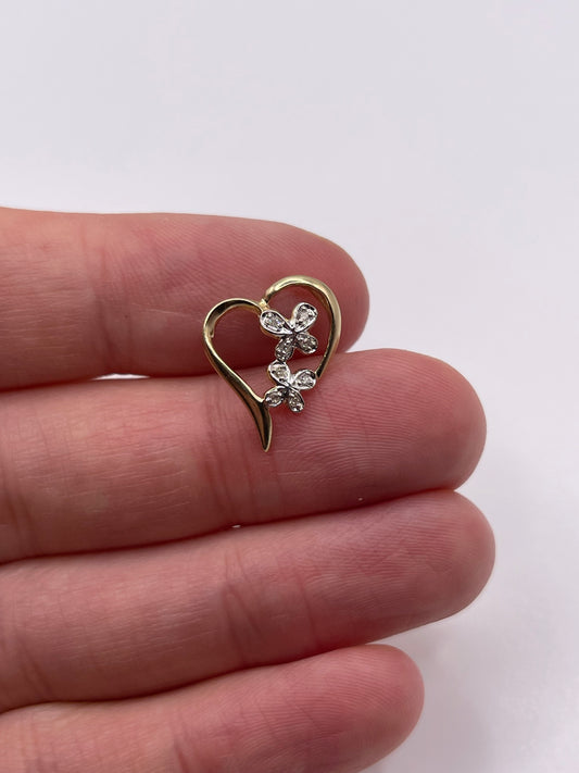 9ct gold diamond heart pendant