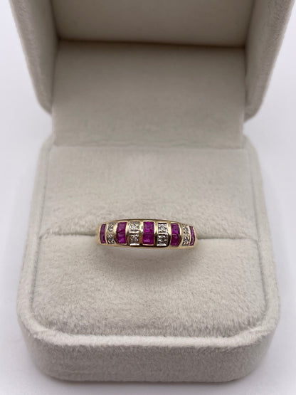 9ct gold ruby and diamond ring