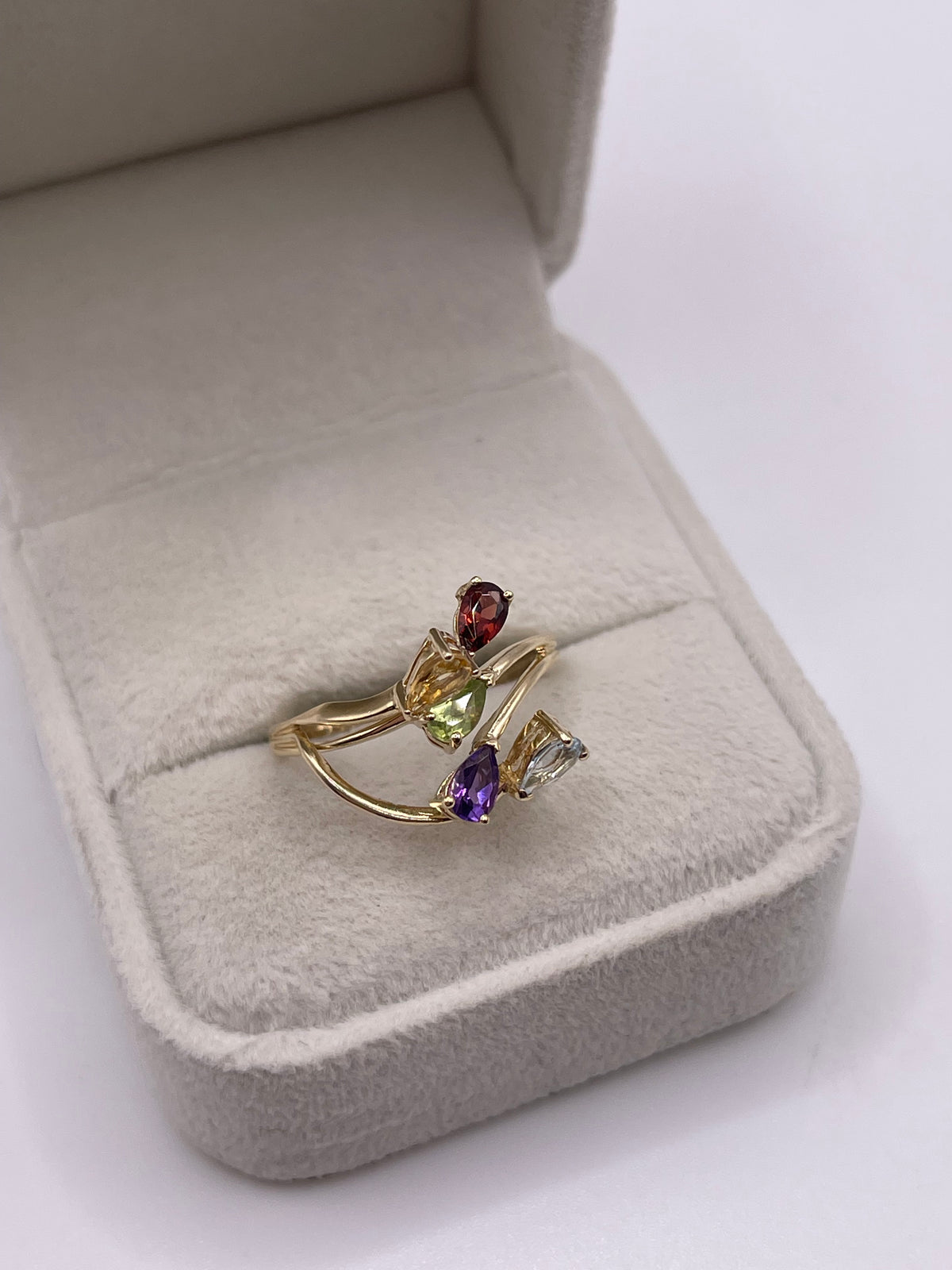 9ct gold multi gemstone ring