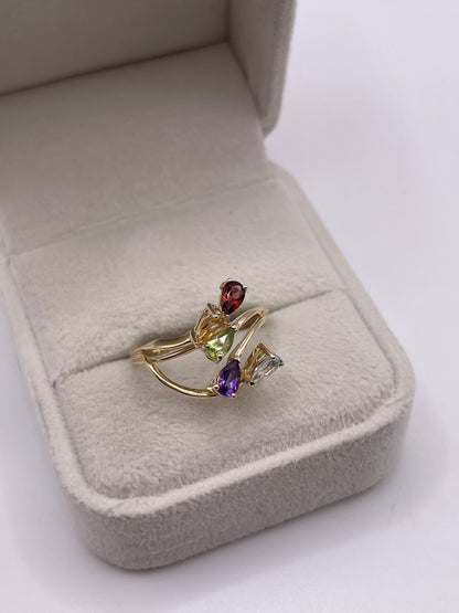 9ct gold multi gemstone ring
