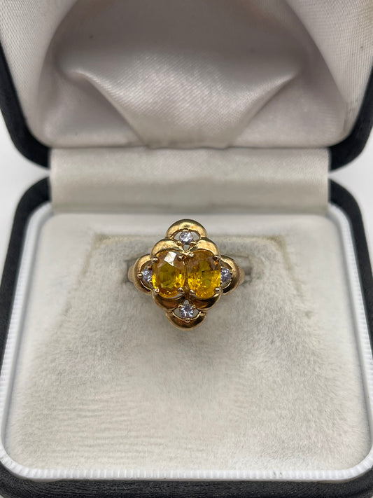 9ct gold sapphire and tanzanite ring