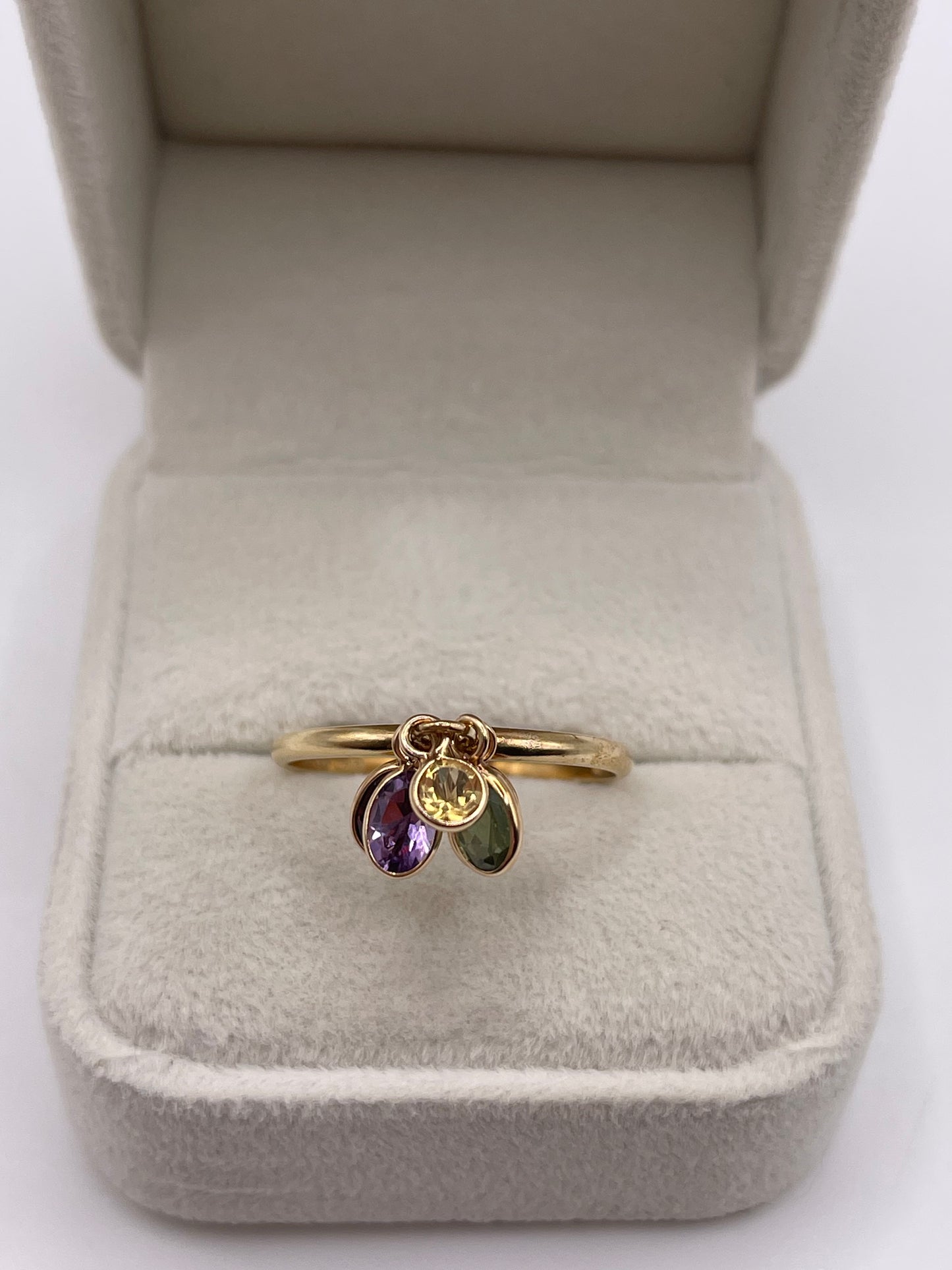 9ct gold multi gemstone charm ring