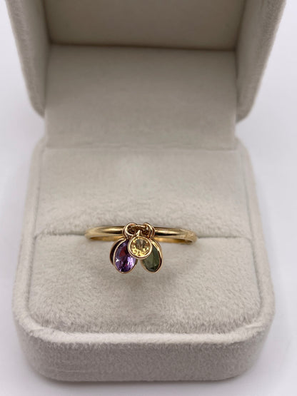 9ct gold multi gemstone charm ring