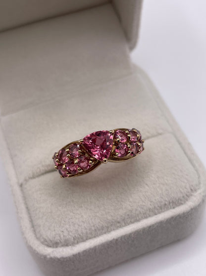 9ct gold pink topaz cluster ring