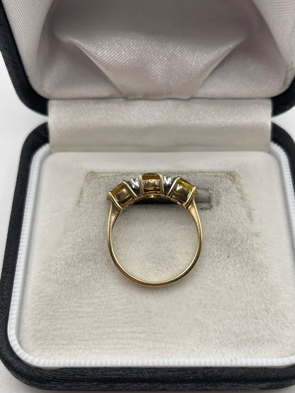 9ct gold citrine and diamond ring