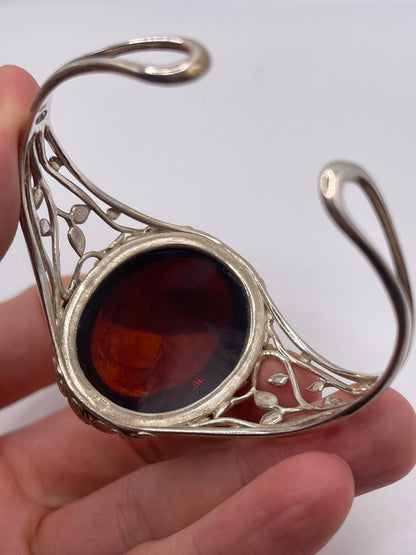 Silver amber bangle
