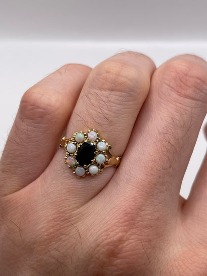14ct gold sapphire and opal ring