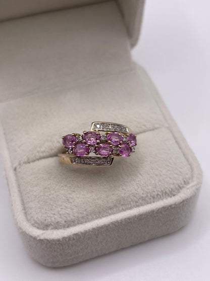 9ct gold pink sapphire and diamond ring