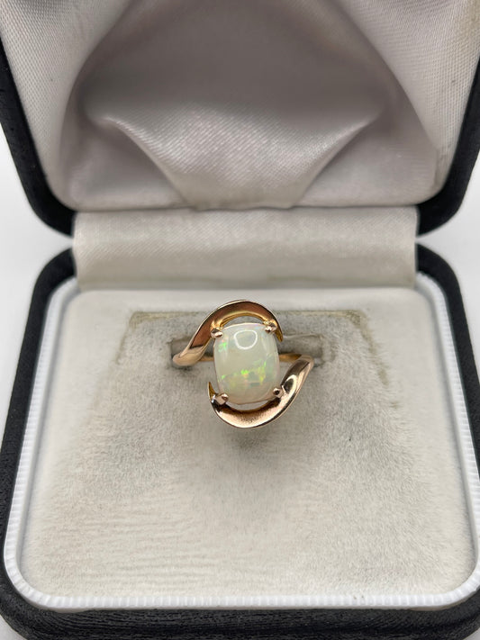 14ct rose gold opal ring