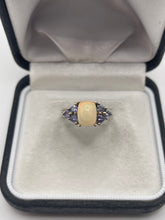 Load image into Gallery viewer, Silver opal and tanzanite ring
