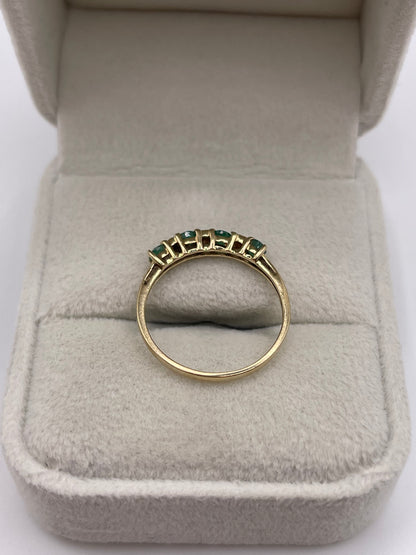 9ct gold emerald and diamond ring
