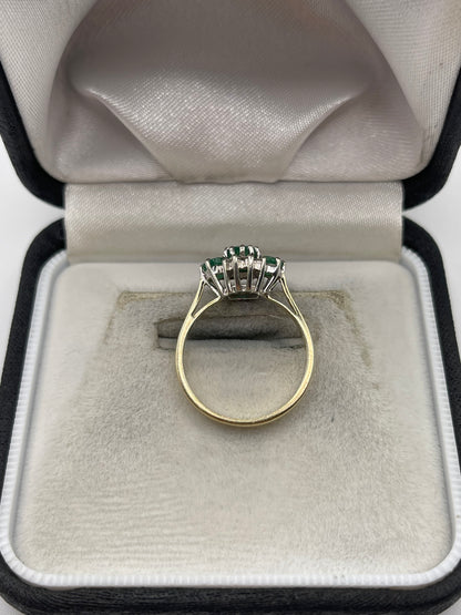 9ct gold emerald and diamond ring