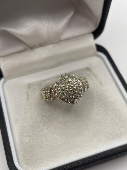 9ct gold 1ct diamond cluster ring