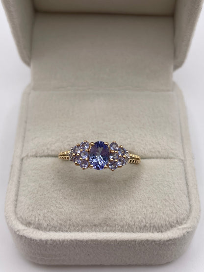 14ct gold tanzanite and diamond ring