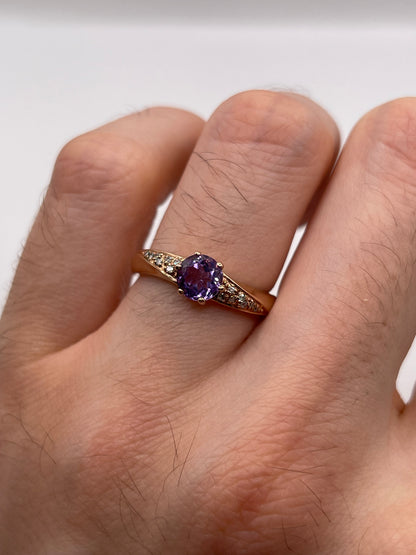 9ct rose gold amethyst and diamond ring