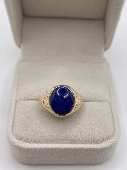 9ct gold lapis lazuli signet ring