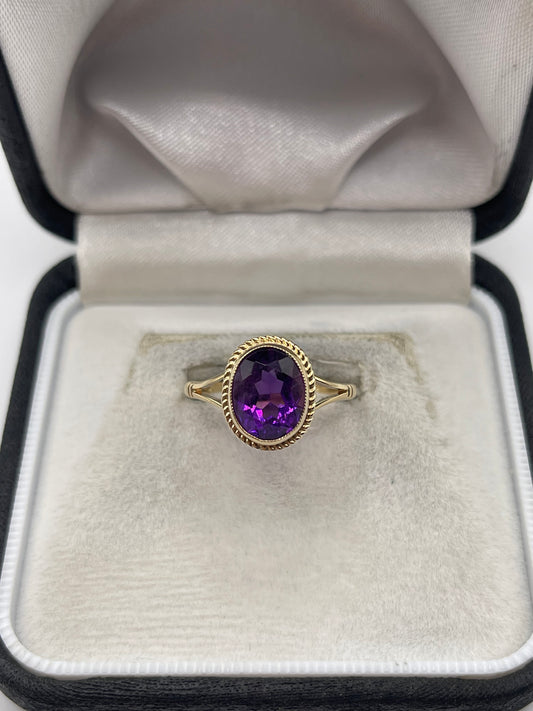 9ct gold amethyst ring