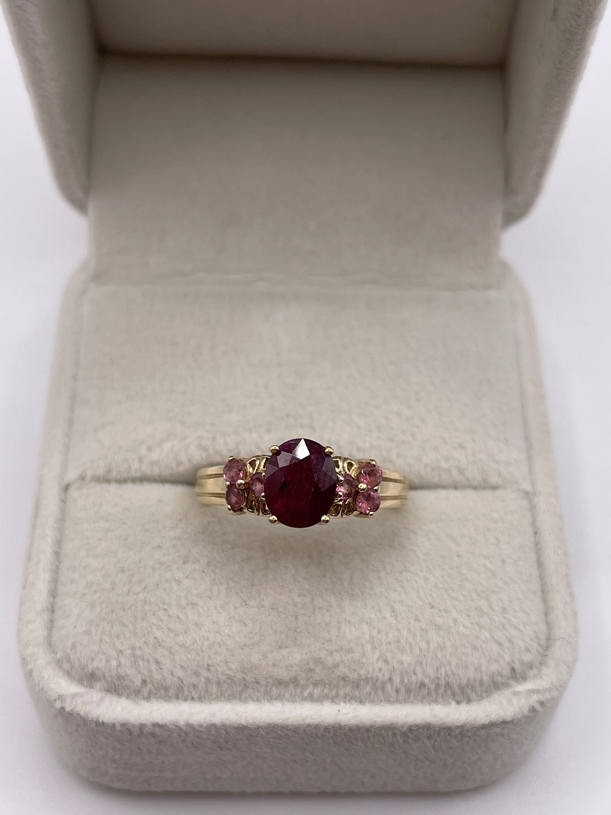 9ct gold ruby and tourmaline ring