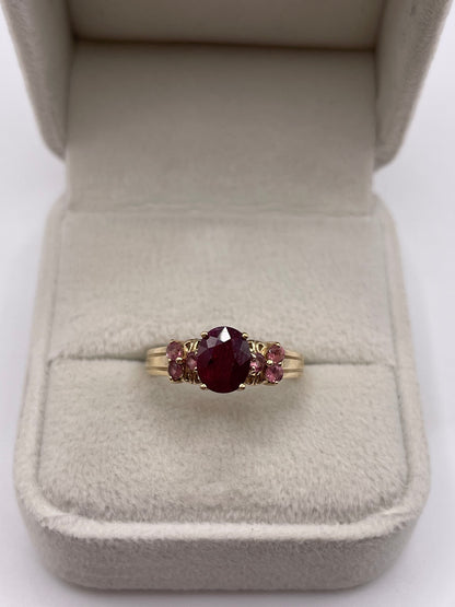 9ct gold ruby and tourmaline ring