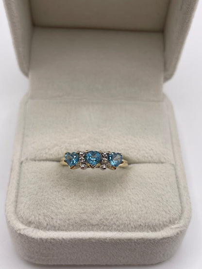 9ct gold blue topaz and diamond ring