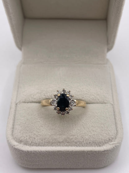 9ct gold sapphire and diamond ring