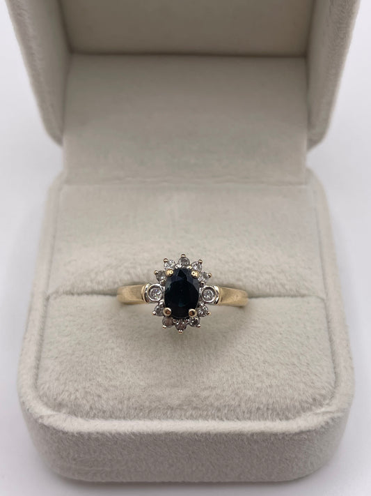 9ct gold sapphire and diamond ring