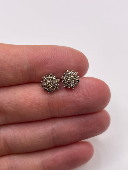 9ct gold diamond cluster earrings