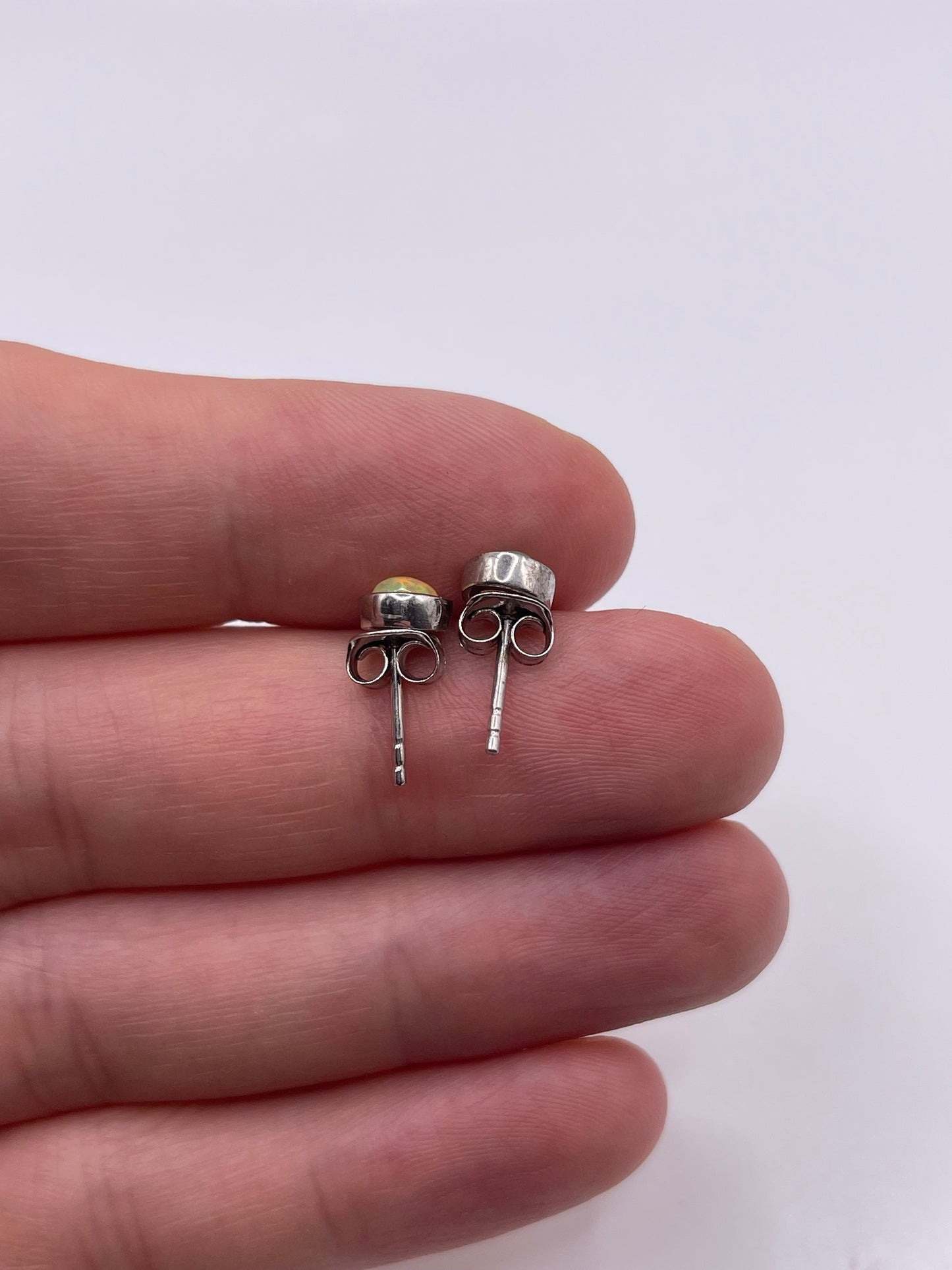 Silver opal earrings