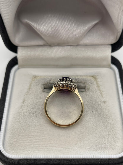 9ct gold amethyst and paste ring